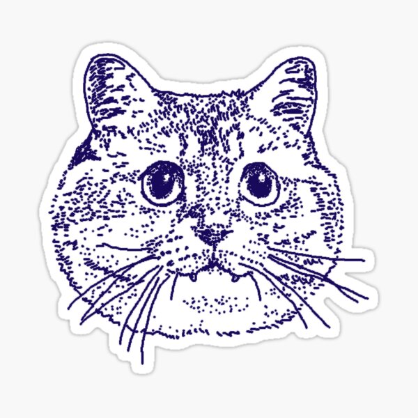 Blue Kitty 4 on grey Sticker