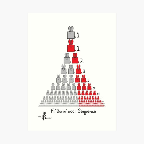 Fi"Bunn"acci Sequence GeoBunnies Art Print