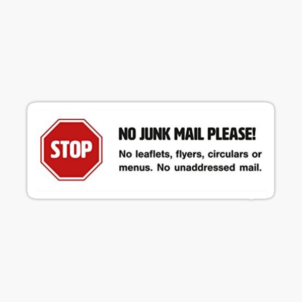 no junk mail sticker for letterbox Sticker