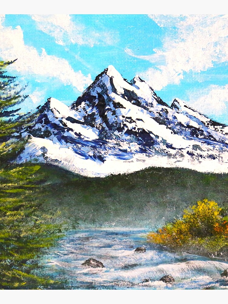 Bob Ross Inspired Landscape - Mountain Art Art Board Print for Sale by  Kitslam Art