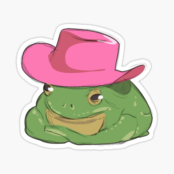 " Frog with Pink Cowboy hat" Sticker for Sale by jsola Redbubble