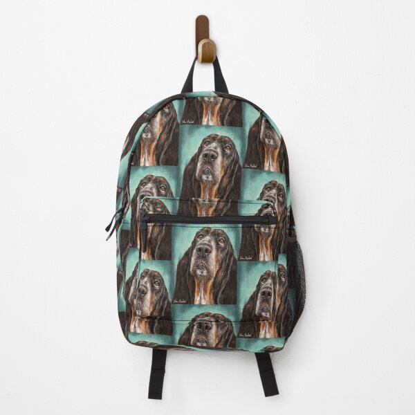 Item preview, Painting of a Basset Hound Dog Looking Up Turquoise Background designed and sold by ibadishi.