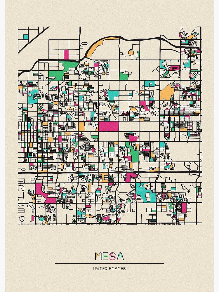 Mesa Arizona Street Map Poster For Sale By Geekmywall Redbubble   Flat,750x,075,f Pad,750x1000,f8f8f8 