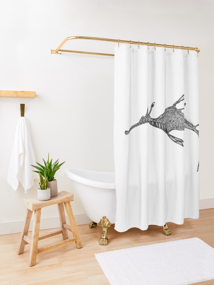 Alternate view of Jennifer the Weedy Sea Dragon Shower Curtain