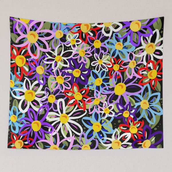 Item preview, Flower patter on black designed and sold by lovingkakeart.