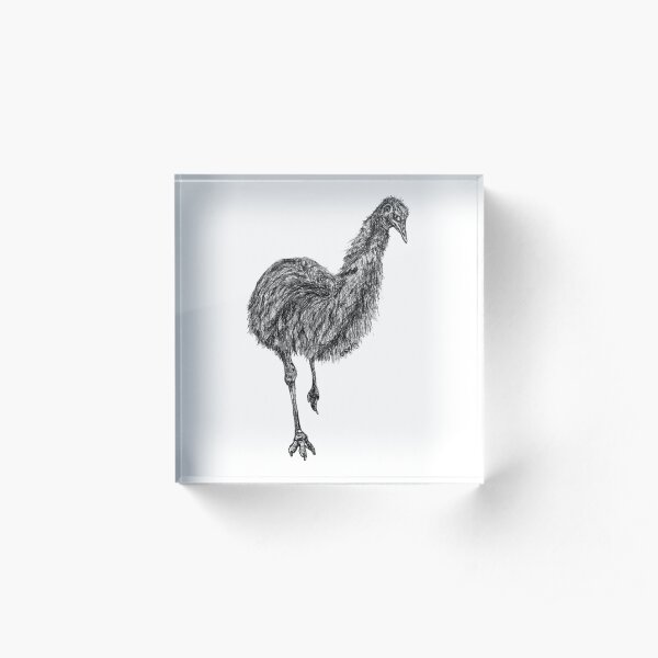Shyly the Emu Acrylic Block