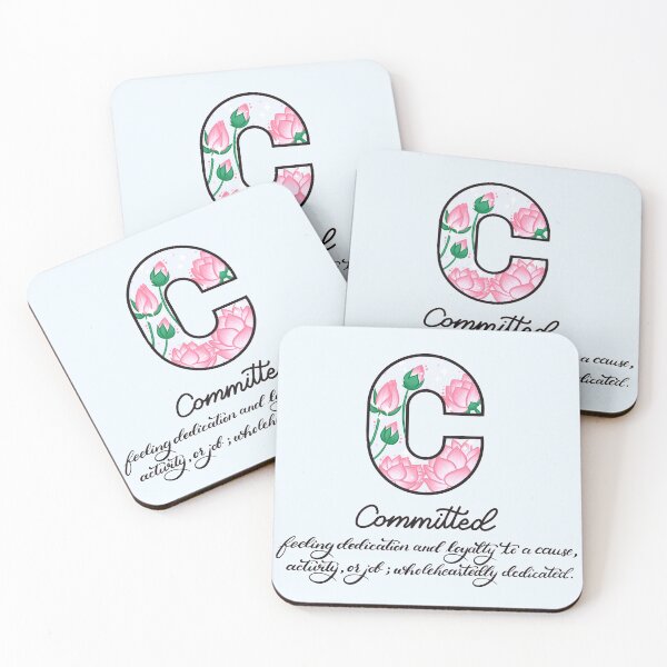 Item preview, C for Committed Initial with Definition and Lotus flowers designed and sold by Winvalerie.
