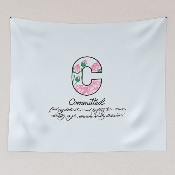 Item preview, C for Committed Initial with Definition and Lotus flowers designed and sold by Winvalerie.