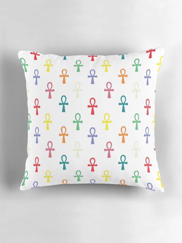 Thumbnail 3 of 4, Pillow, Colorful Ankh Pattern designed and sold by LightInTheDark.