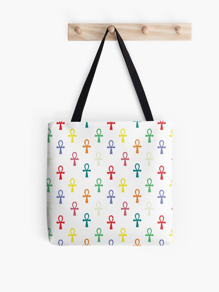 Thumbnail 1 of 2, Tote Bag, Colorful Ankh Pattern designed and sold by LightInTheDark.
