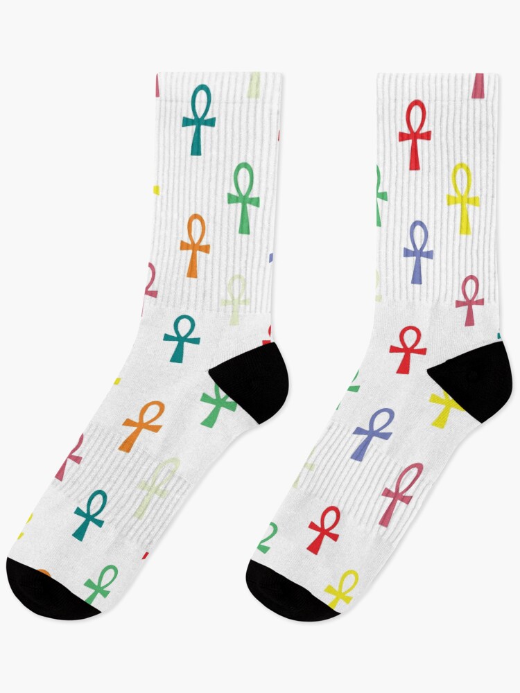 Thumbnail 1 of 5, Socks, Colorful Ankh Pattern designed and sold by LightInTheDark.