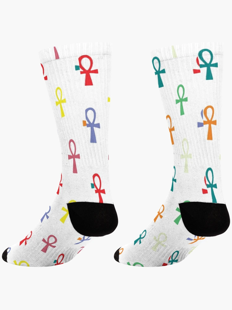 Thumbnail 4 of 5, Socks, Colorful Ankh Pattern designed and sold by LightInTheDark.