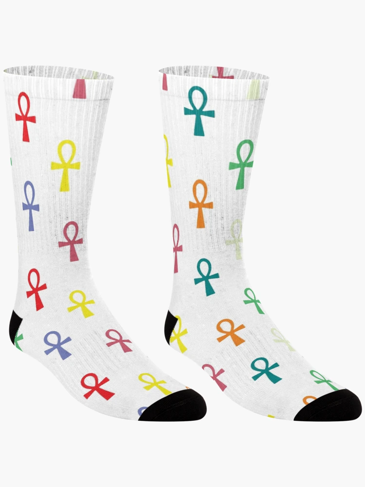 Thumbnail 3 of 5, Socks, Colorful Ankh Pattern designed and sold by LightInTheDark.