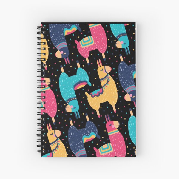 Bunte Lamas und Alpakas handgezeichnet Spiralblock