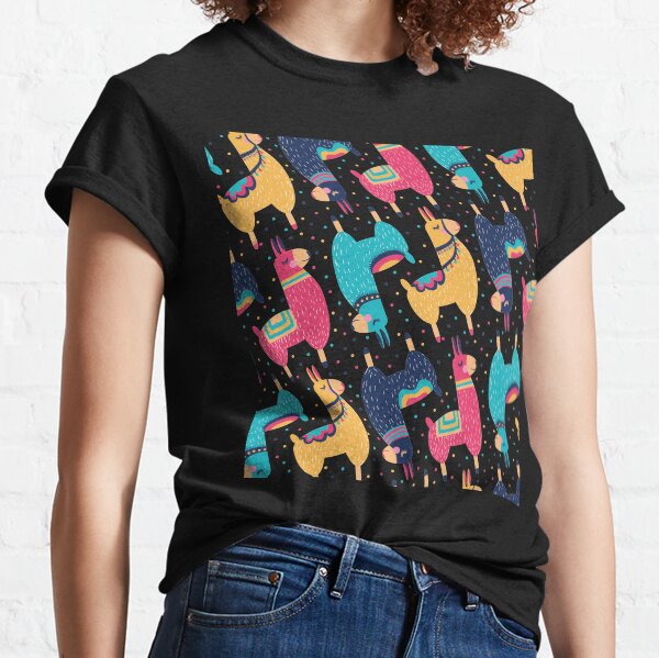 Bunte Lamas und Alpakas handgezeichnet Classic T-Shirt