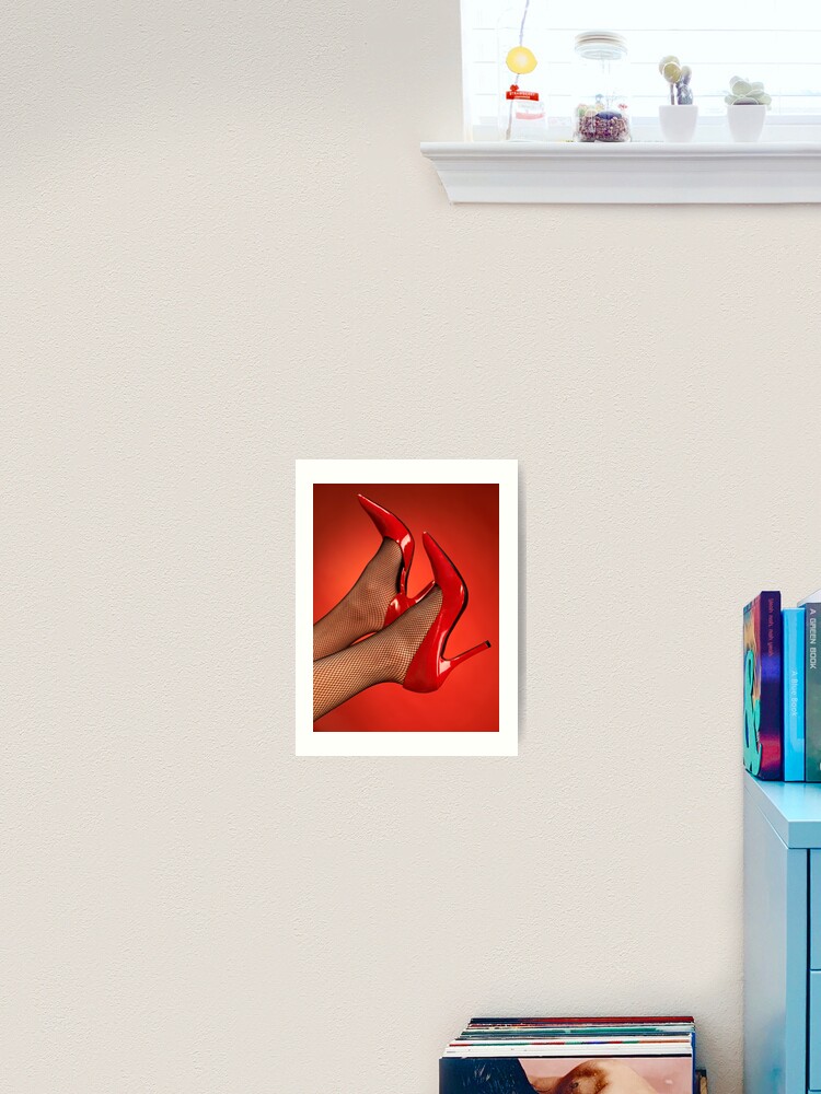 Woman legs in red high heel shoes up in the air art photo print Art Print  for Sale by MaximImages .com Exquisite Arts