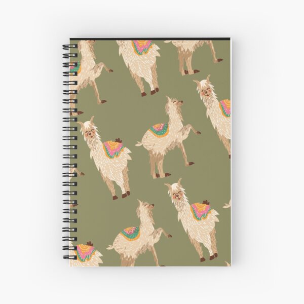 Bunte Lamas und Alpakas handgezeichnet Spiralblock