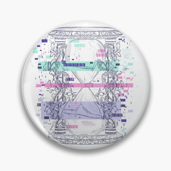 Item preview, Vintage hourglass with floral ornament and glitch pixel noise. Engraved style designed and sold by kateja.