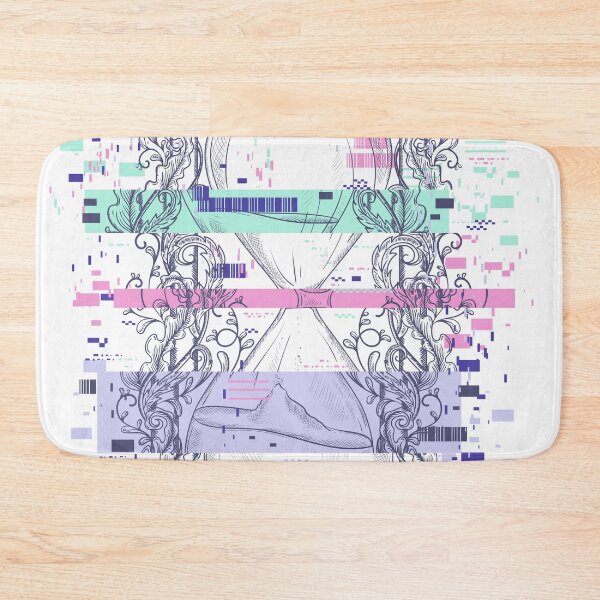 Item preview, Vintage hourglass with floral ornament and glitch pixel noise. Engraved style designed and sold by kateja.