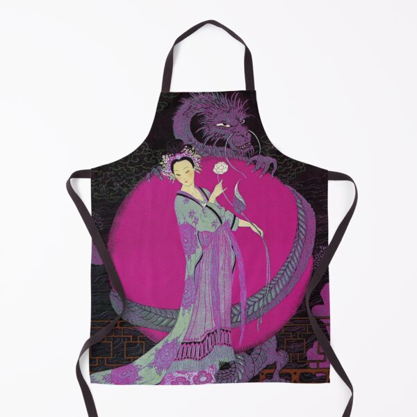 Item preview, TURANDOT ,CHINESE PRINCESS ,WHITE ROSE AND DRAGON Pink Fuchsia Black Hues designed and sold by BulganLumini.