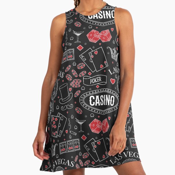 Casino Theme. Seamless Pattern With Decorative Elements On Chalkboard. Gambling Symbols. Casino A-Line Dress Casino Theme. Seamless Pattern With Decorative Elements On Chalkboard. Gambling Symbols. Casino A-Line Dress