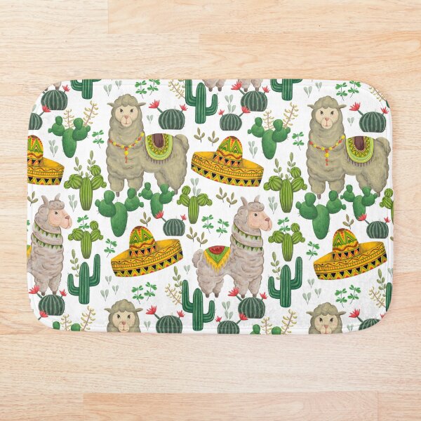 Item preview, Seamless pattern with llama animal, sombrero, cacti and floral elements designed and sold by kateja.