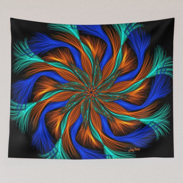 Item preview, Vibrant golden wispy feathers in the round at nightfall  designed and sold by busyBeanz.