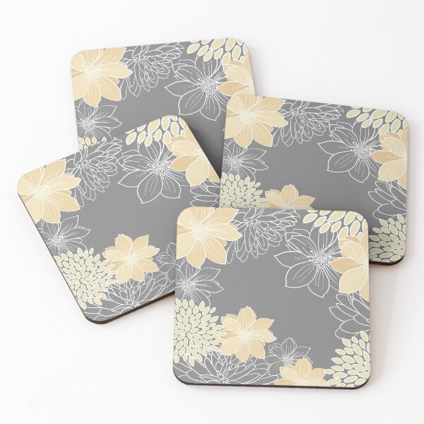 Item preview, Floral Prints and Line Art, Yellow and Gray designed and sold by meggydesigns.