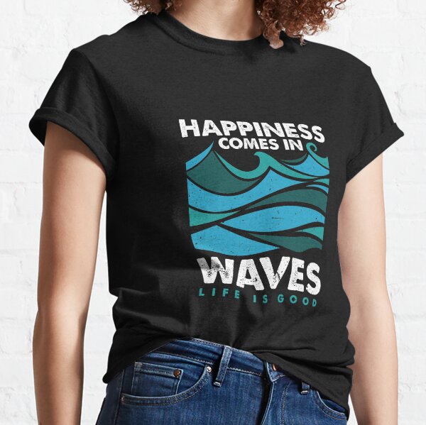 Happiness Comes In Waves Surfing Summer Vibes Vintage Classic T-Shirt