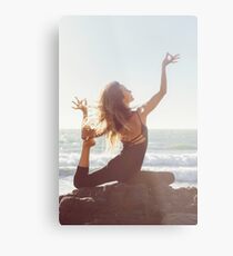 Yoga: Woman in Pigeon Pose Metal Print