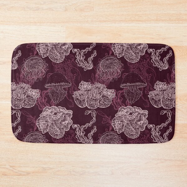 Item preview, Seamless pattern with jellyfish, marine plants and seaweed. designed and sold by kateja.