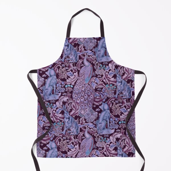 Item preview, FOREST ANIMALS ,PEACOCKS, FOX AND HARE IN BLUE PURPLE LEAVES FLORAL PATTERN designed and sold by BulganLumini.