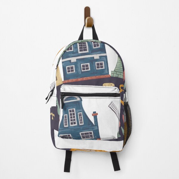Item preview, Amsterdam. Old historic buildings and traditional architecture of Netherlands. Windmill and houses with hand drawn lettering. designed and sold by kateja.