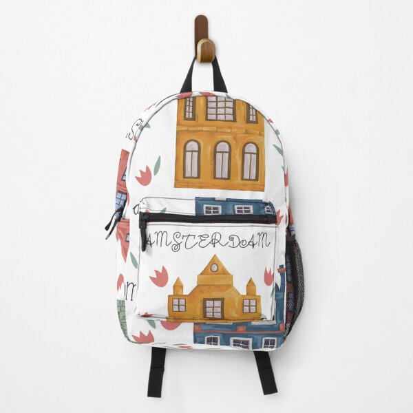 Item preview, Amsterdam. Seamless pattern with old historic buildings and traditional architecture of Netherlands. Windmill and houses with tulip flowers. designed and sold by kateja.