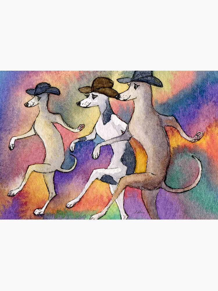 One step forward, two steps back... line dancing greyhounds by SusanAlisonArt