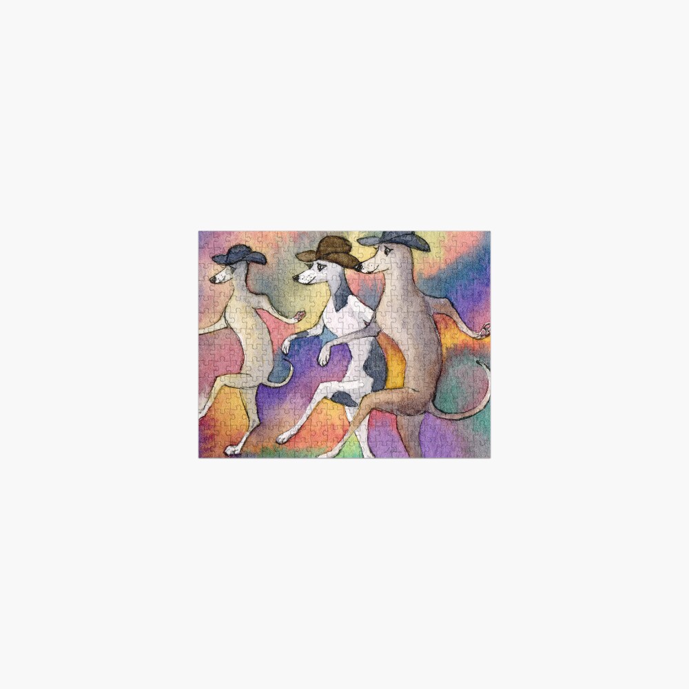One step forward, two steps back... line dancing greyhounds Jigsaw Puzzle