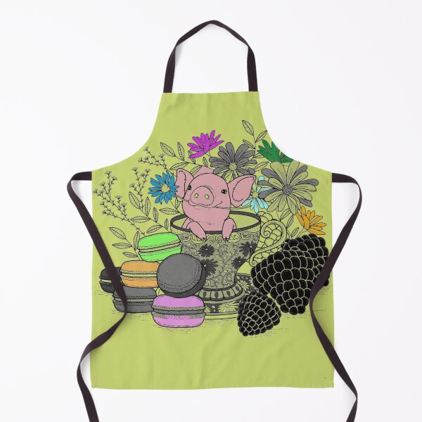 Item preview, PINK PIG IN A TEACUP WITH FLOWERS AND PINECONES designed and sold by Iskybibblle.