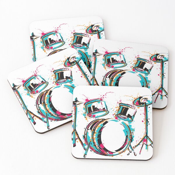 Item preview, Drum kit with splashes in watercolor style. designed and sold by kateja.