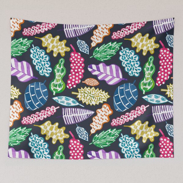 Item preview, Leaves with graphic textures - Botanical print with geometry - Multicolor black designed and sold by ninoladesign.