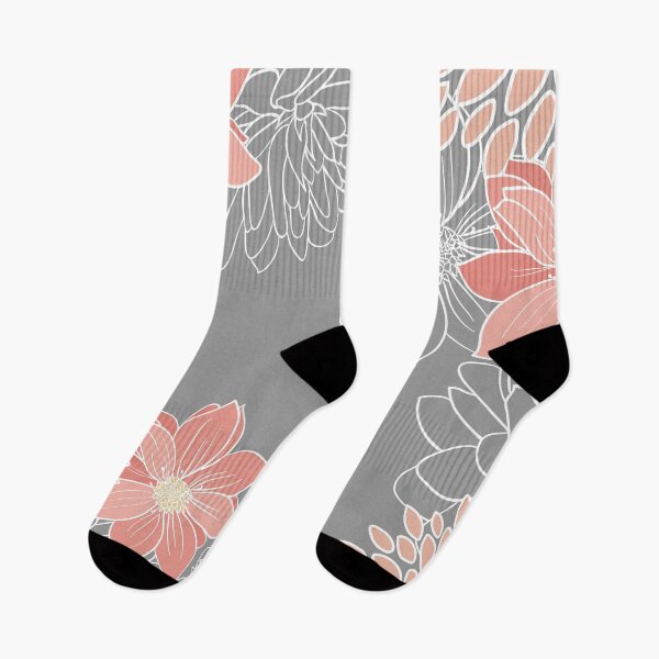 Item preview, Floral Prints and Line Art, Gray and Coral designed and sold by meggydesigns.