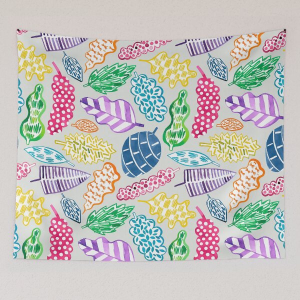 Item preview, Leaves with graphic textures - Botanical print with geometry - Multicolor gray designed and sold by ninoladesign.