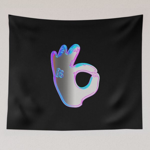 Item preview, OK Sign Reflection Neon Blue Pink Contrast Salute designed and sold by IBMClothing.