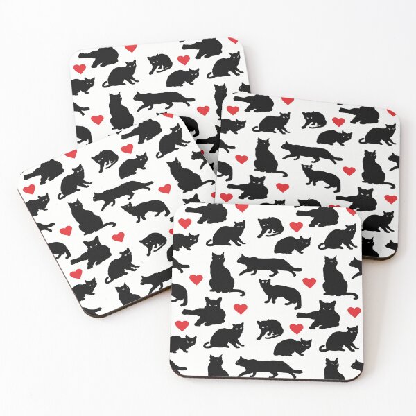 Item preview, Black cats and red hearts pattern  designed and sold by HayesAtHome.