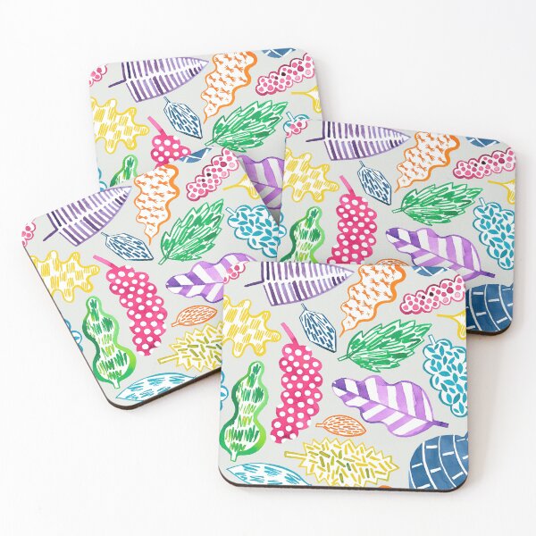 Item preview, Leaves with graphic textures - Botanical print with geometry - Multicolor gray designed and sold by ninoladesign.