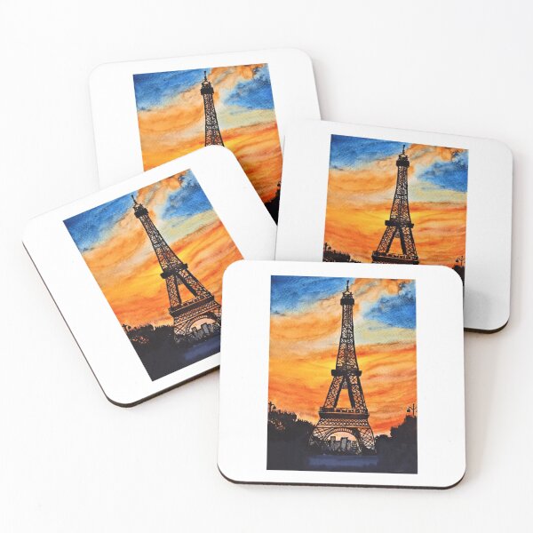 Item preview, Eiffel tower- Paris (aesthetic sunset) designed and sold by Blissful Brushes.