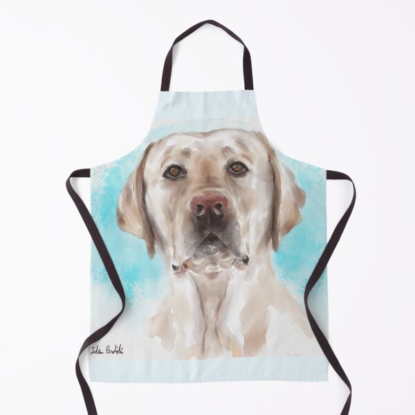 Item preview, Watercolor Portrait of a Curious Yellow Labrador on a Light Blue Background designed and sold by ibadishi.