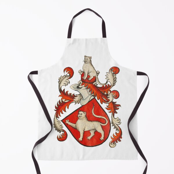 Item preview, MEDIEVAL HERALDIC CATS Coat of Arms in Red Ivory colors designed and sold by BulganLumini.