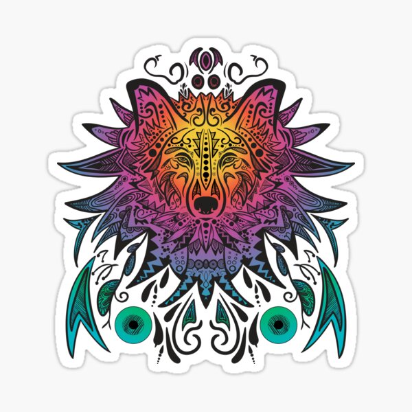 Wolf Mandala color Sticker