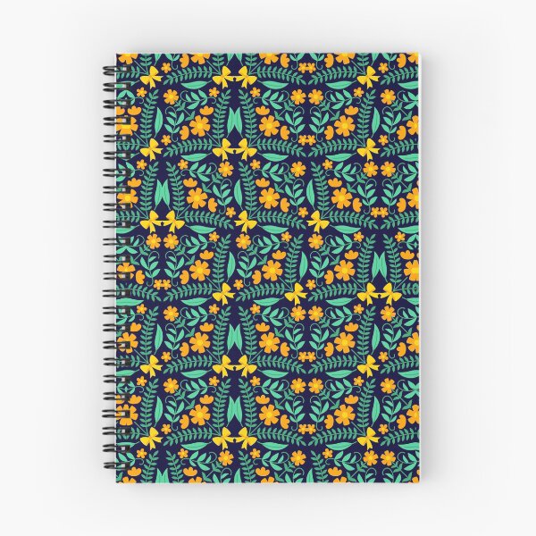 Item preview, Orange floral folk art pattern designed and sold by NatureArtUK.