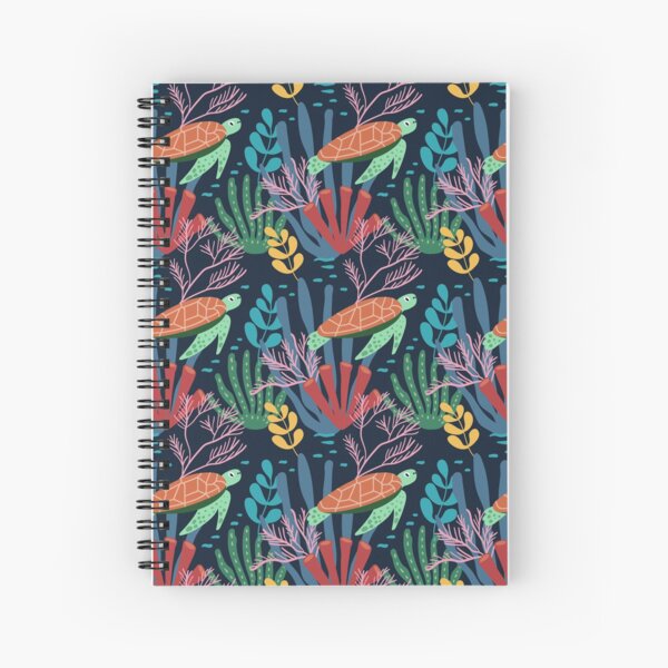 Turtle Seascape Pattern Spiral Notebook